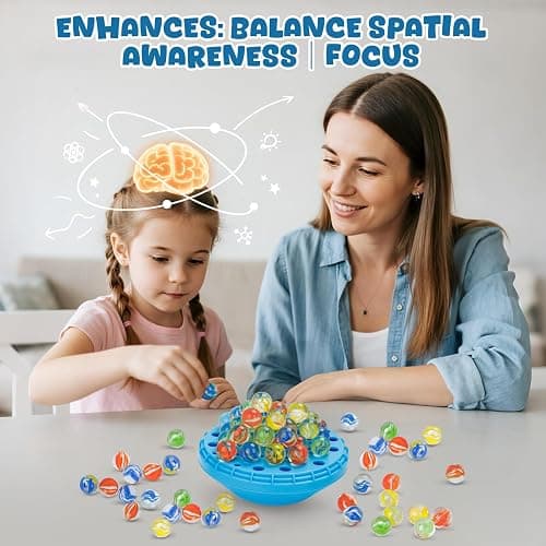 INKZOO Marble Balance Game, Wobble Marble Stacking Game for Kids 6+, Family Games for Kids and Adults with Built-in Storage, Marbles Board Game for 1-4 Players, Fun Birthday Party Games Toys thumbnail 5