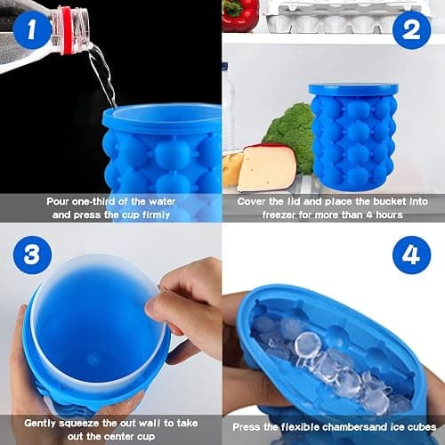 Aoutrow Ice Cube Mold, Silicone Ice Bucket Ice Cup with Lid (2 in 1), Press Type Easy-Release Ice Trays Ice Cube Maker for Frozen Cocktail, Whiskey, Beverages thumbnail 4