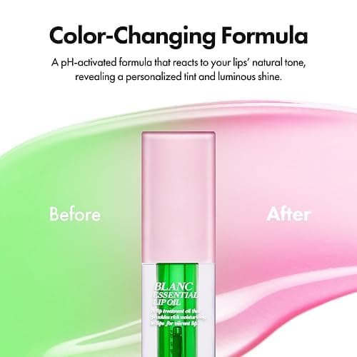 ELROEL Blanc Essential Lip Oil - 50HR Moisturizing, Hydrating & Color Changing Korean Tinted Lip Oil Gloss Makeup with 6 Plant Extracts - Lightweight, Non-Sticky Finish 0.15 fl oz (#04 Green Apple) thumbnail 6