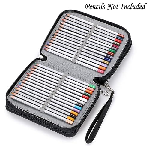 BTSKY Zippered Pencil Case-Canvas 72 Slots Handy Pencil Holders for for Prismacolor Watercolor Pencils, Crayola Colored Pencils, Marco Pencils (Black) thumbnail 4