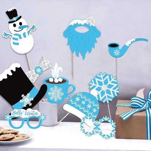 Snowflake Photo Booth Props 38 Pcs Frozen Party Decorations Winter Wonderland Party Favor for Holiday Party Christmas Party Supplies thumbnail 8