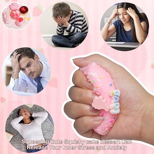 5 Pcs Handmade Taba Squishy Toy, Ultra-Realistic Dessert Cookie Look Sticky Squishy Toys for Stress Relief Squishies Fidget Toys for Party Favors OPP Packaging thumbnail 5