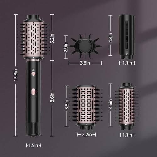 SKIMI 110,000 RPM Brushless Motor Hair Dryer Brush - 5 Muti-Styler for Fast Drying, Curling, Volumizing & Straightening | High-Speed Hot Air Brush for All Hair Types (Black & Pink) thumbnail 6