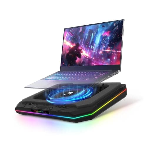 Brook Saviortop Gaming Laptop Cooler, IC Core Cooling Pad with Advanced Turbo Fan, Fast Cooling for Laptops 10-19in, Adjustable Speed, Touch Control, USB-C & USB-A Ports, Compact & Portable Design - Image 1