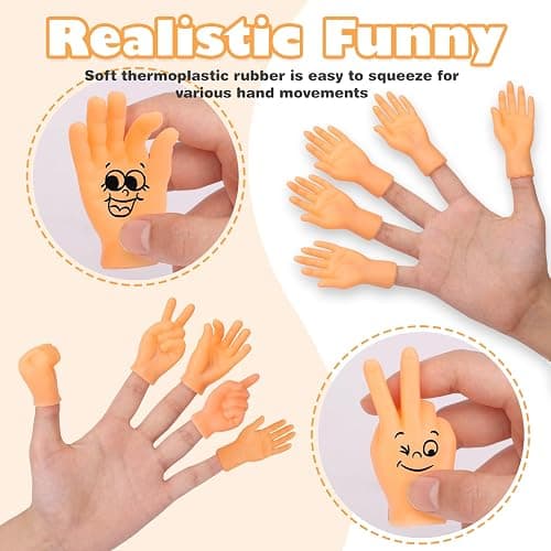 30 pcs Tiny Hands Finger Puppets, Mini Hands Little Small Hands mini Thing Gag Performance Funny Fingers for Puppet Show Gifts Classroom Prizes Party Favors for Kids (7 Styles) thumbnail 3