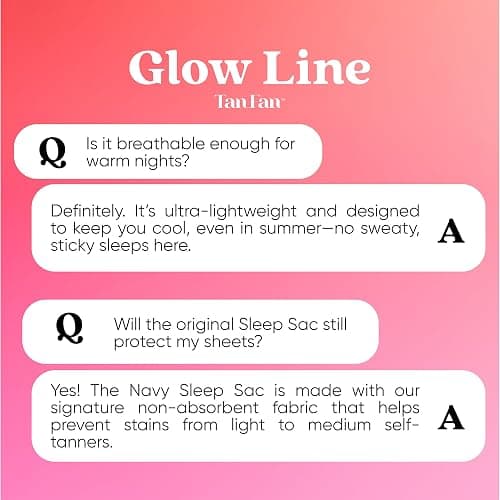 Tan Fan Self Tan Sleep Sac - Keep Sheets Clean from Self Tanner Stains - 100% Cooling Silky Poly Sleeping Sack - Won’t Rub or Absorb Tanning Lotion - Lightweight Large w Foot Openings (Navy) thumbnail 5
