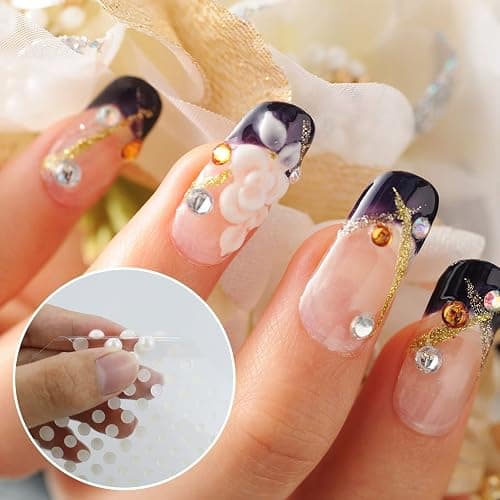 Lot de 660 perles autocollantes demi-rondes colorées et blanches à dos plat pour maquillage, maquillage, téléphone, loisirs créatifs, fabrication de cartes, scrapbooking (4 feuilles) thumbnail 5