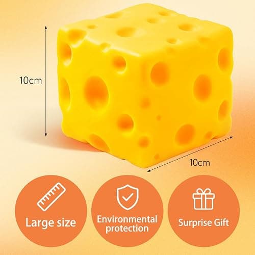 Yooshi Jumbo Cheese Squishy Toy, Giant Slow Rising Cheese Squishy for Kids & Adults, Soft Sensory Squeeze Fidget Toy for Stress Relief, Funny Office Desk Toy & Novelty Gift thumbnail 2