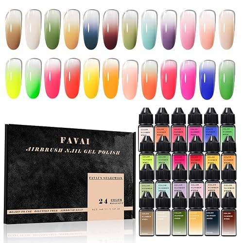 FAVAI Airbrush Gel Nail Polish, 24 Colors, No Dilution,Acetone-Free,French Manicure,Ombre Nail Art,DIY,Salon Quality Nail Supplies,Perfect Gifts for Girls & Women - Image 1