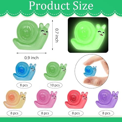 Yuronam 50 PCS Luminous Mini Snail Miniature Snails Glow in The Dark Tiny Snail Figurines for Garden Miniature Moss Landscape Decoration (Multi Colors) thumbnail 2
