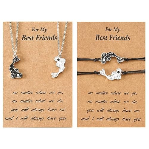 Tai Chi Yin Yang Pendant Necklace Set Lucky Black White Fish Charm Bracelet for Women Men My Best Friends Jewelry Gift - Image 1