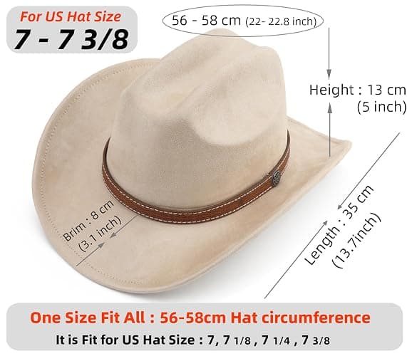 Melesh Western Cowboy Hat for Women Men Small Short Wide Brim Beach Cowgirls Cattleman Cowboys Hats thumbnail 2