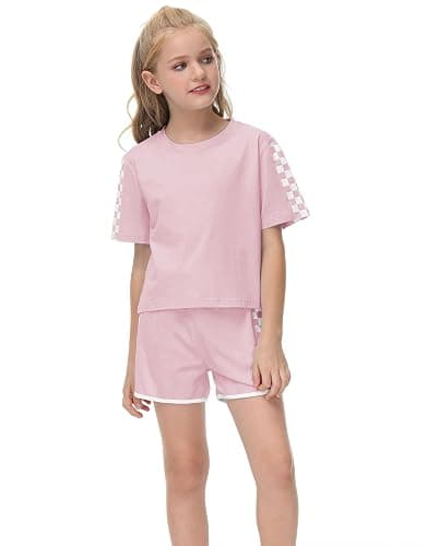 Haloumoning Unisex Girls Boys 2 Piece Outfits Crop Tops and Shorts Set thumbnail 2