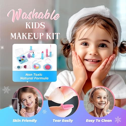 INNOCHEER Kids Makeup Kit for Girl Toys, Frozen Makeup Set for Girls, Real Washable Makeup Kit for Girls, Birthday Christmas Princess Gifts for Girls Kids Age 3 4 5 6 7 8 9 10 11 12 Year Old thumbnail 5