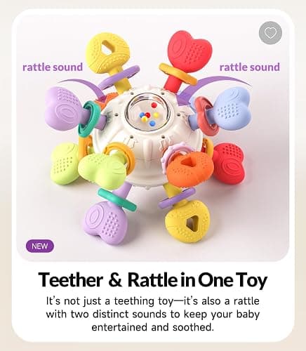 Baby Montessori Rattle & Teething Toys - Safe, Multi-Functional BPA-Free Silicone Sensory Learning Teether Baby Toys for Infant 0-12 Months Teething Relief & Fun Play Perfect Baby Gift for Boys Girls thumbnail 8