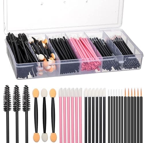 300pcs Disposable Makeup Tool Kit,Brow brush/Mascara brush/Lip Applicators/Eyeshadow applicators/Eye liner brush,JASSINS Makeup Disposable Accessories With Organizer Box - Image 1