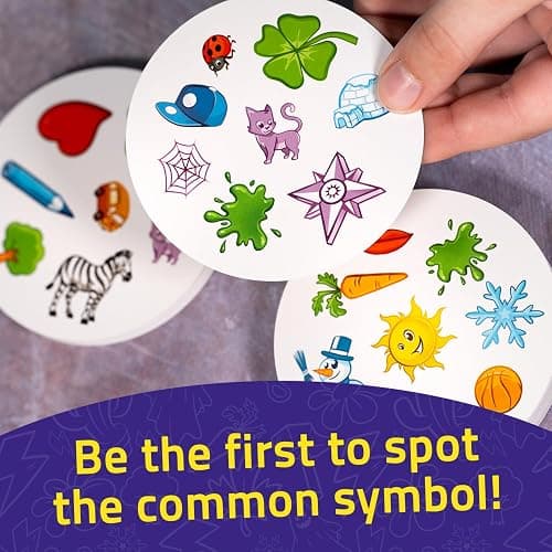Asmodee Spot It! Classic Card Game (2024 Refresh) - Eco-Blister Edition, 5-in-1 Visual Perception Game for Quick Reflexes and Family Fun, Ages 6+, 2-8 Players, 10 Minute Playtime | 5-in-1 Visual Perception Game for Quick Reflexes and Family Fun, Ages 6+, 2-8 Players, 10 Minute Playtime thumbnail 5