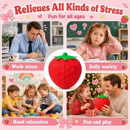 Strawberry Squishy Squeeze Toy, Giant Jumbo Realistic Strawberry Stress Relief Toy for Adults, Dough Stress Ball Sensory Fidget for Anxiety Relief Party Favors Goodie Bag Fillers Birthday Gifts thumbnail 8