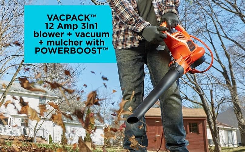 BLACK+DECKER Leaf Blower, Leaf Vacuum and Mulcher 3 in 1, Backpack Blowers for Lawn Care,250 mph Airflow, 400 cfm Delivery Power, Reusable Bag Included, Corded (BEBL7000) thumbnail 13