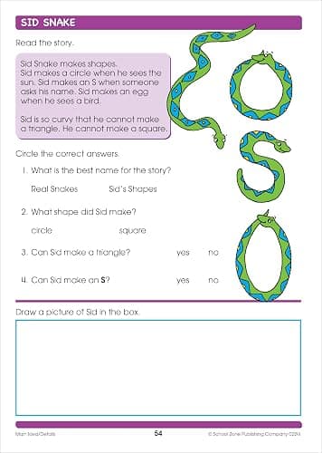 School Zone Reading Activities 1-2 Workbook: 64 Pages, 1st Grade, 2nd Grade, Comprehension, Comparing, Contrasting, Evaluating, Ages 6 to 8 (I Know It! Book Series) thumbnail 7