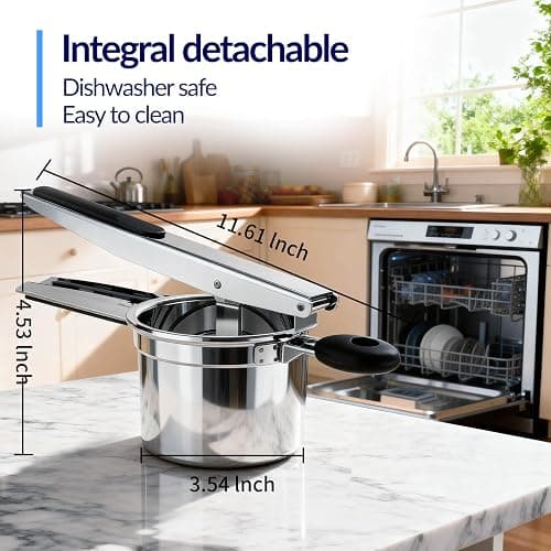 SPEENSUN Potato Ricer, Stainless Steel Potato Masher, 15oz, Black | Heavy Duty Potato Press with Fixed Ricer Disc & Silicone Handle, for Fluffy Mashed Potatoes, Mess-Free Kitchen Tool thumbnail 5