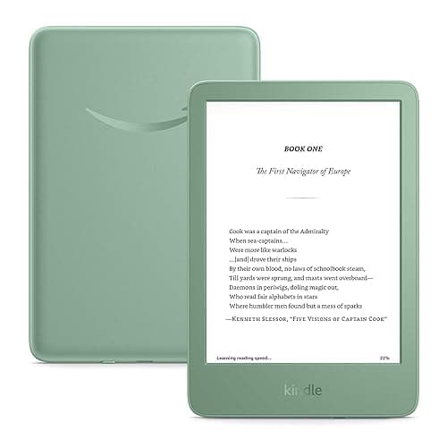 New Amazon Kindle (16 GB) - Lightest and most compact Kindle, with glare-free display, faster page turns, adjustable front light, and long battery life - Matcha + 3 Months of Kindle Unlimited (with auto-renewal)