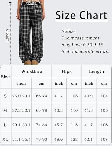 SEAUR Womens Plaid Pants Checkered Gingham Cute Slacks Pajamas Pjs Pattern Bottoms Wide Leg High Waist Sweatpants thumbnail 6