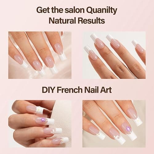 Vansiho French Gel Nail Tips, 150Pcs Long Square Press on Nails, No Need to File 3 in 1 Pre-French Gel Tips for Nail Art DIY 15 Sizes thumbnail 4