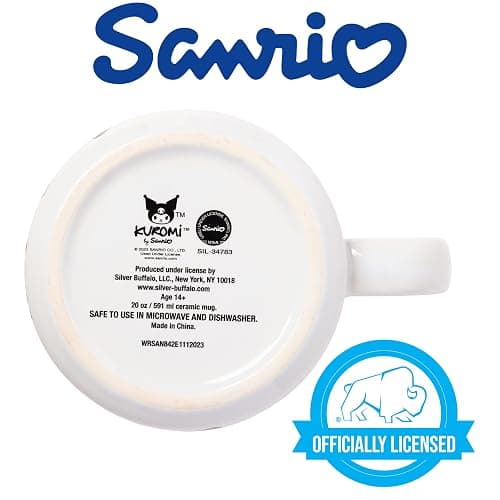 Silver Buffalo Sanrio Hello Kitty and Friends Kuromi Cherries and Black Hearts Ceramic Camper Mug, 20 Ounces thumbnail 5