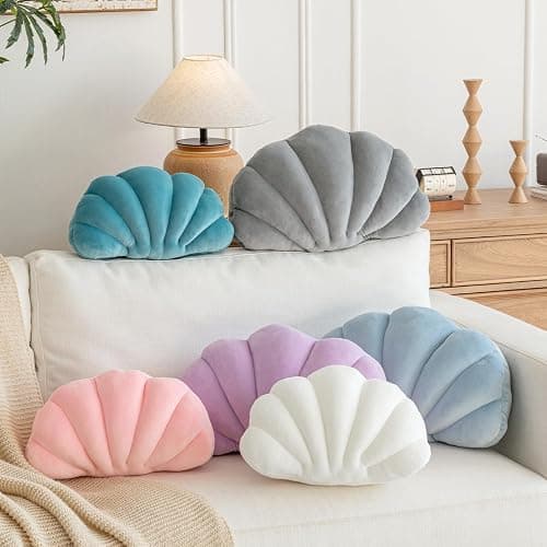 ZCNYCLAM Shell Pillow, Shell Shaped Decorative Throw Pillows with Velet for Couch Bed, Cute Seashell Beachy Room Decor Aesthetic Throw Pillows for Bedroom Living Room(13x10 Inches, Dusty Blue) thumbnail 6