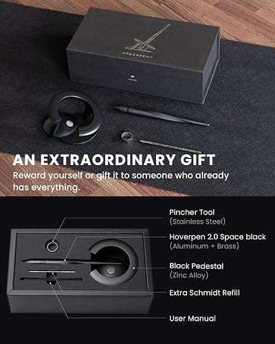 novium Hoverpen Interstellar - Space Black, Ballpoint Pen, Unique Conversational Starter, Premium Futuristic Design, Precision Flow Ink, Schmidt Ballpoint Cartridges thumbnail 6