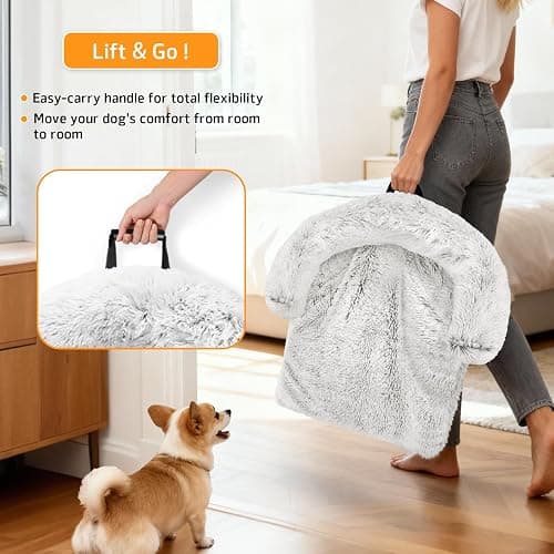 Calming Dog Bed Fluffy Plush Dog Mat for Furniture Protector with Removable Washable Cover for Large Medium Small Dogs and Cats (Extra Large (53x39.3x6), Light Grey) thumbnail 3
