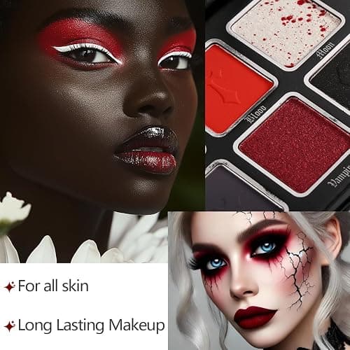 Afflano Red Black Eyeshadow Goth Makeup Palette, Vampire Blood Red Halloween Makeup Palette, Burgundy Dark Smokey Eye Shadow Palette Pigmented, Smoky Eyes Black Red Eyeshadow Costume Clown SFX Makeup thumbnail 3