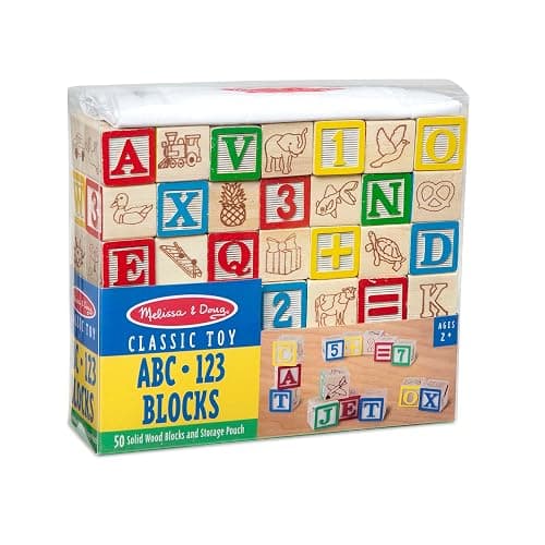 Melissa & Doug Deluxe Wooden ABC/123, 50-Piece Set of Classic Letter & Number Wooden Blocks (1” x 1”) with Storage Pouch, Sorting & Stacking Toys for Kids Ages 2+ thumbnail 10