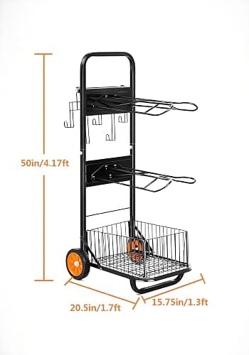Rolling Horse Saddle Rack Cart Foldable Saddle Pad Rack Stand 3 Tier Heavy Duty with Removable Saddle Stands & Storage Basket, Horse Tack Organizer for Stable Storage, Moving, Transport Supplies thumbnail 3