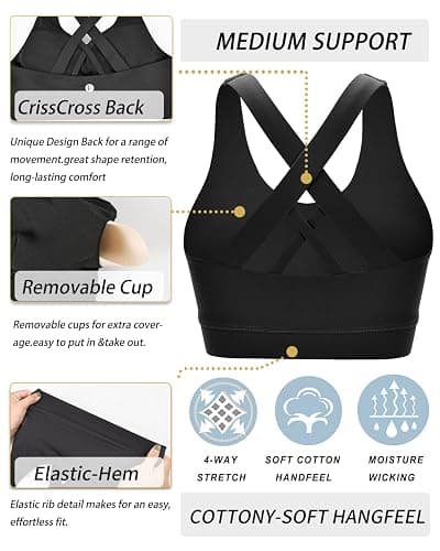 RUNNING GIRL Sports Bras for Women,Padded Strappy Sports Bras Criss-Cross Back Medium Support Sports Bras with Removable Cups thumbnail 6