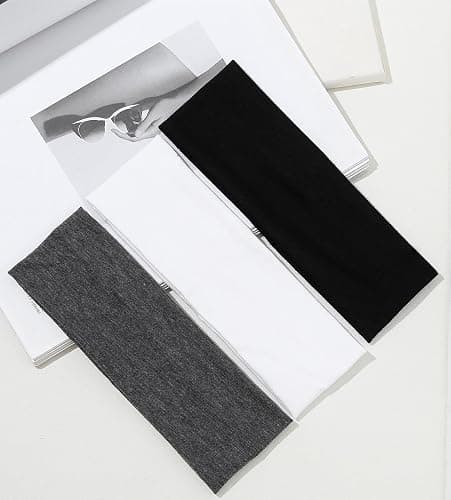 Fashionable Hair Accessories for Women: Non-Slip Elastic Cloth Headbands in Black and White, 9 Pack thumbnail 4
