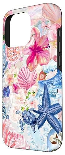 European Summer Preppy Collage Hibiscus And Turtle Case for iPhone 16 Pro - iPhone 16 Pro thumbnail 2
