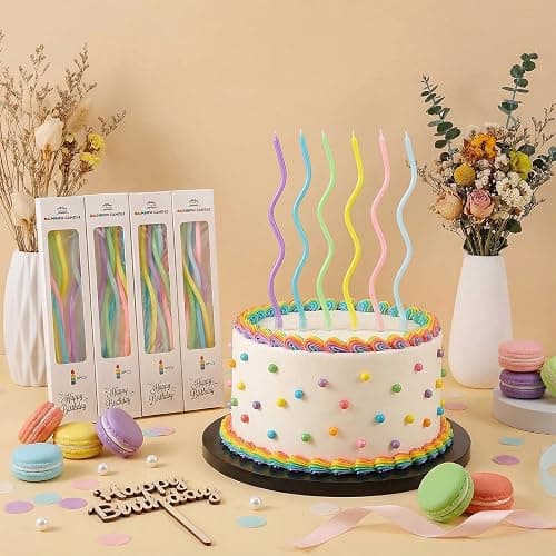 24 Pcs Rainbow Colors Spiral Long Thin Birthday Candles, Twisted Curved Candle Cake Topper, Birthday Parties, Wedding Decoration thumbnail 2