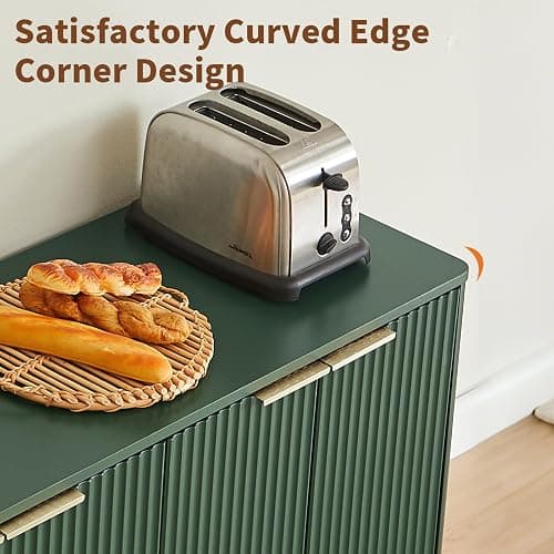 SZTHHDF 67" Fluted Buffet Cabinet Sideboard with Storage, Large Credenza with 6 Doors Accent Storage Cabinets Mid Century Modern Sideboard for Living Room Kitchen (Green) thumbnail 6