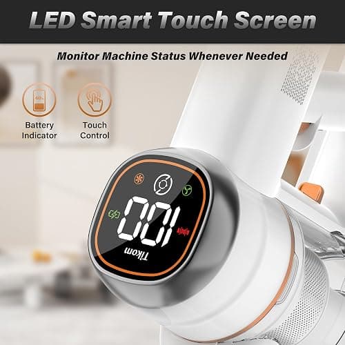 Tikom V500 Cordless Vacuum Cleaner for Home, 40000Pa/450W Stick Vacuum with LED Touch Screen, Charging Wall Dock, Anti-Tangle, Lightweight Handheld Vacuum for Pet Hair, Hard Floor, Carpet thumbnail 3