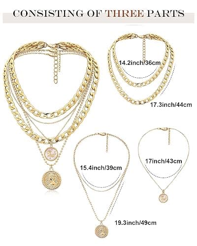 MJartoria Layered Necklaces for Women Trendy Retro Coin Pendant Necklace Dainty Chunky Chain Choker Necklaces for Jewelry Birthday Gifts thumbnail 5