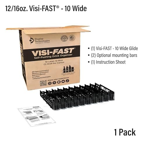 Visi-FAST Spring Push Drink Dispenser, Refrigerator Organizers and Storage for 12/16 oz Beverages, Bottles, and Cans, Drink Dispenser for Fridge, Commercial and Home, (Pack of 1) - 1 thumbnail 6