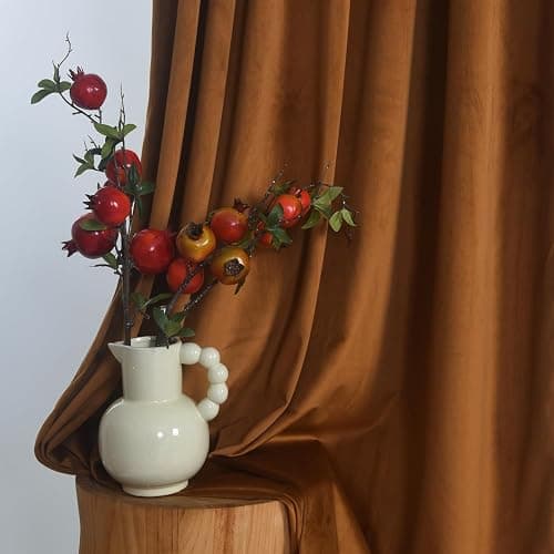 Roslynwood Brown Velvet Curtains 84 inches Length - Curtains Block Light Rod Pocket Thermal Insulated Window Panels Soft Curtain Drapes for Holiday Decor, W52 x L84, 2 Panels thumbnail 3