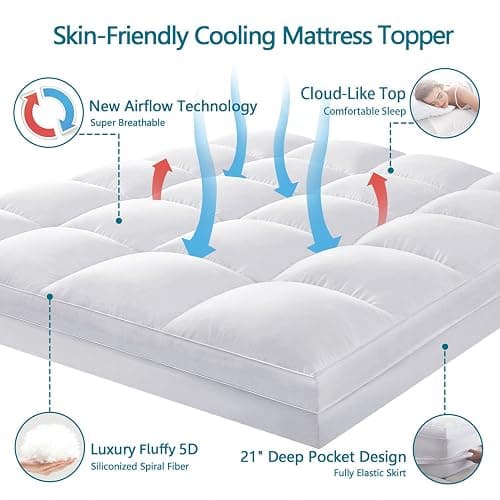 CHOKIT Queen Mattress Topper, Extra Thick Pillow Top Mattress Pad for Back Pain Relief, Cooling Bed Topper Mattress Cover with 8-21 Inch Deep Pocket thumbnail 2