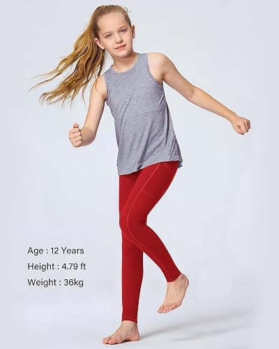 Stelle Girls' Athletic Leggings Kids Dance Running Yoga Pants Workout Active Dance Tights with Pockets thumbnail 6