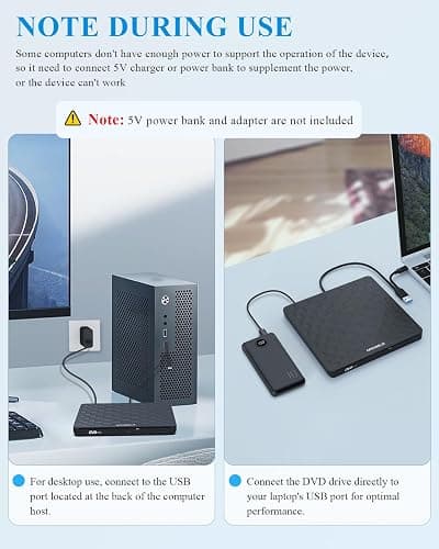 ORIGBELIE External CD DVD Drive for Laptop, USB 3.0 Type-C Ultra Slim 13mm DVD Player Portable CD DVD +/-RW Drive CD Burner Reader Writer Recorder for Desktop PC Windows 11/10/8/7 Linux Mac OS (Black) thumbnail 8