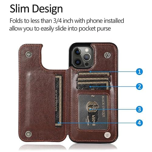 YAOZOCASE for iPhone Case,Retro Slim PU Leather Flower Butterfly Pattern Wallet,Card Holder Slots Full Body Military Grade Protection Soft Shockproof Phone Case (Blue,iPhone 14) thumbnail 5