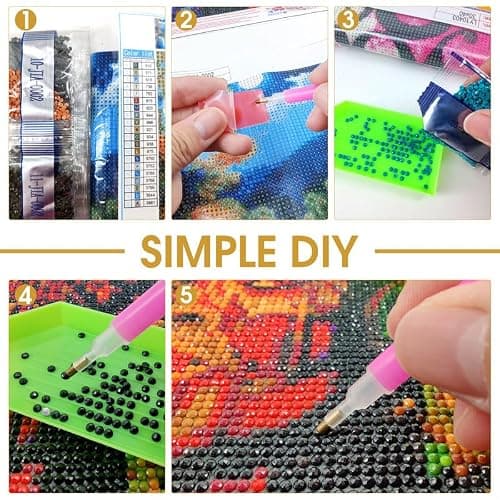 Bimkole 5D Diamond Art Kits for Adults Drift Bottle, Full Drill DIY Rhinestone Embroidery Set Paint with Diamonds Art Beach by Number Kits Cross Stitch Home Wall Craft Decoration 12x16 Inch thumbnail 3