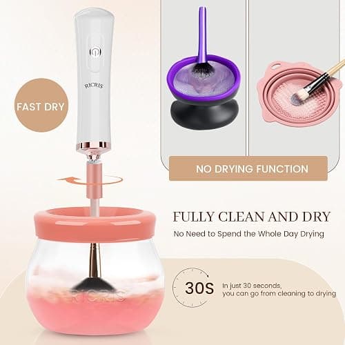 RICRIS Electric Makeup Brush Cleaner and Dryer Machine - Super Fast Clean and Dry Make Up Brushes - Automatic Cosmetic Brush Spinner Washer Tools thumbnail 3